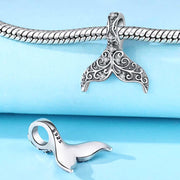 Whale Tail Pandora Charm | Filigree Mermaid Bead | Silver Ocean Nautical Jewelry | Summer Beach Gift