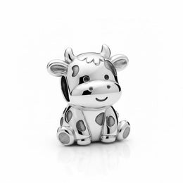 Cow Pandora Charm | Baby Calf Bead | Silver Farm Animal | Country Girl Jewelry Gift