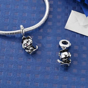 Graduation Dog Pandora Charm | Puppy Graduate Bead | Black Cap Diploma Dangle | Vet Student Gift