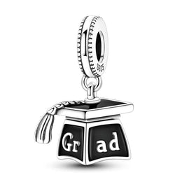 Graduation Cap Pandora Charm | Opening Mortarboard Box | Secret Diploma Dangle | Silver Student Gift