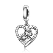 Mother Daughter Pandora Charm | Forever Love Heart | Silver Dangle | Mom Child Gift | Family Jewelry