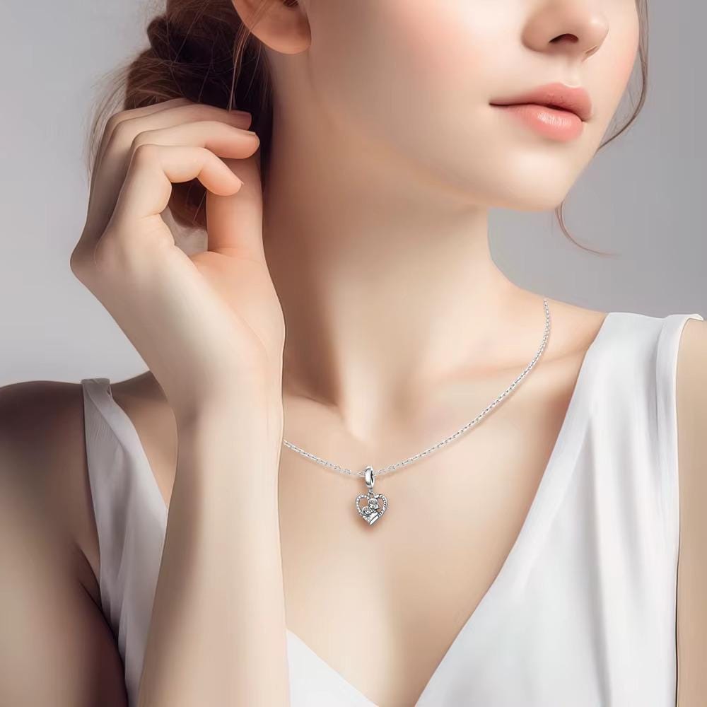 Mother Daughter sterling silver charm view 7