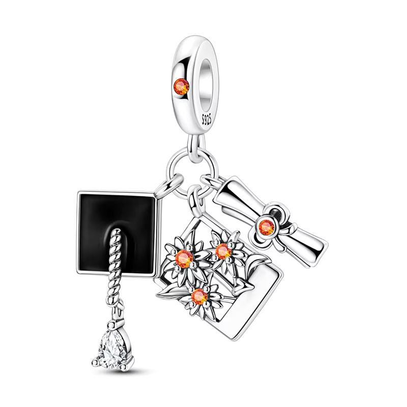 Graduation Triple 925 sterling silver charm