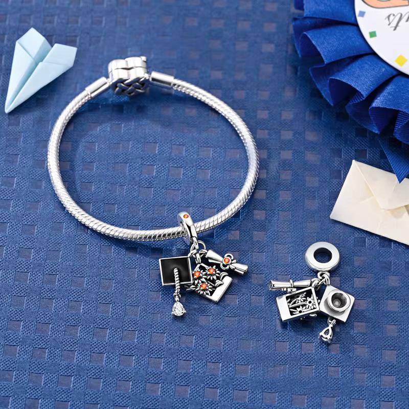 Graduation Triple sterling silver charm view 6