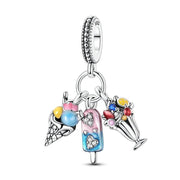 Ice Cream Pandora Charm | Triple Popsicle Sundae Dangle | Summer Dessert Food Jewelry | Sweet Gift