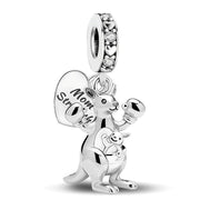 Mom Strength Pandora Charm | Boxing Kangaroo Dangle | Silver Mother Baby Joey Gift