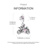 Motorcycle Pandora Charm | Pink Bow Sport Bike | Silver Female Rider | Biker Chick Gift | Motorbike