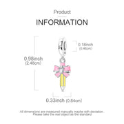 Pencil Pandora Charm | Pink Bow Heart Crystal | Teacher Student Gift | Silver School Dangle