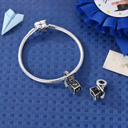 Graduation Cap Pandora Charm | Opening Mortarboard Box | Secret Diploma Dangle | Silver Student Gift