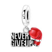 Boxing Glove Pandora Charm | Never Give Up Bead | Red Enamel Dangle | Silver Motivation Gift