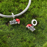 Boxing Glove Pandora Charm | Never Give Up Bead | Red Enamel Dangle | Silver Motivation Gift