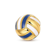 Volleyball pandora charm Gold Blue White Enamel Sport Bead Athlete Player Gift Team Jewelry