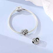 Cat Mom Bead Fits Pandora Charm Bracelet, Girl & Kitten Heart, Silver Pet Lover Gift