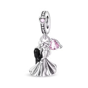 Wedding Couple Bead Fits Pandora Charm Bracelet, Bride Groom Dangle, Silver Marriage Gift