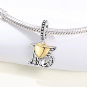 15th Anniversary Bead Fits Pandora Charm Bracelet, Number Fifteen, Silver Dangle, Quinceanera Birthday Gift