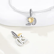 20th Anniversary Bead Fits Pandora Charm Bracelet, Silver Number Twenty Heart Dangle, Birthday Gift