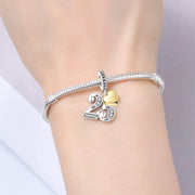 25th Anniversary Bead Fits Pandora Charm Bracelet, Silver Number Twenty Five Dangle, Birthday Gift