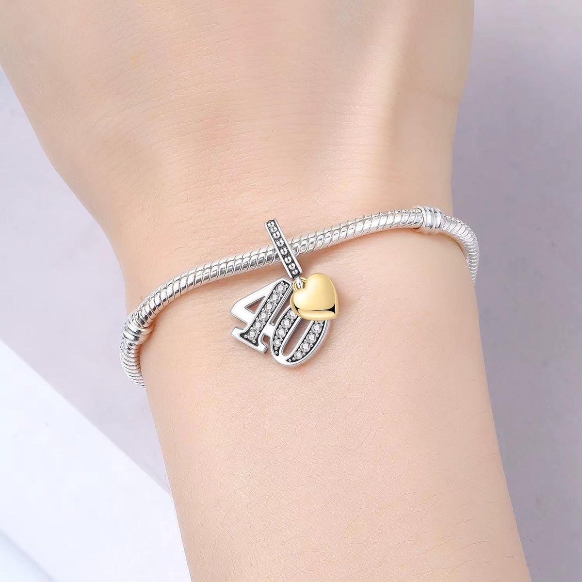 40th Birthday sterling silver charm view 5