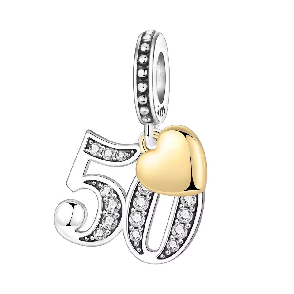 50th Anniversary 925 sterling silver charm