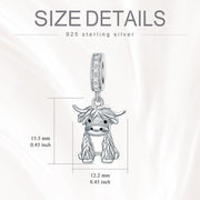 Highland Cow Bead Fits Pandora Charm Bracelet, Silver Scottish Bull Animal Dangle Jewelry Gift