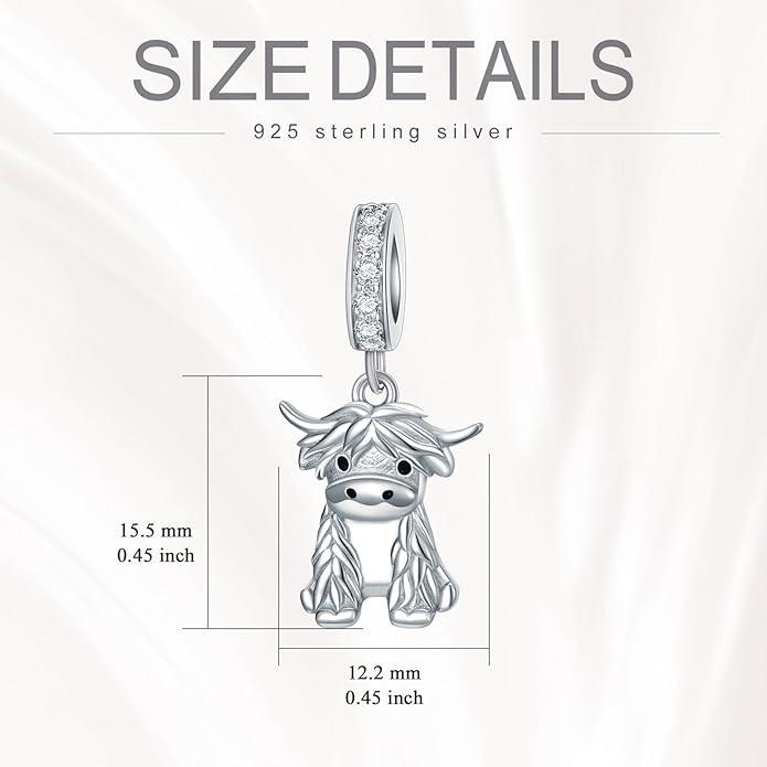 Highland Cow sterling silver charm view 5