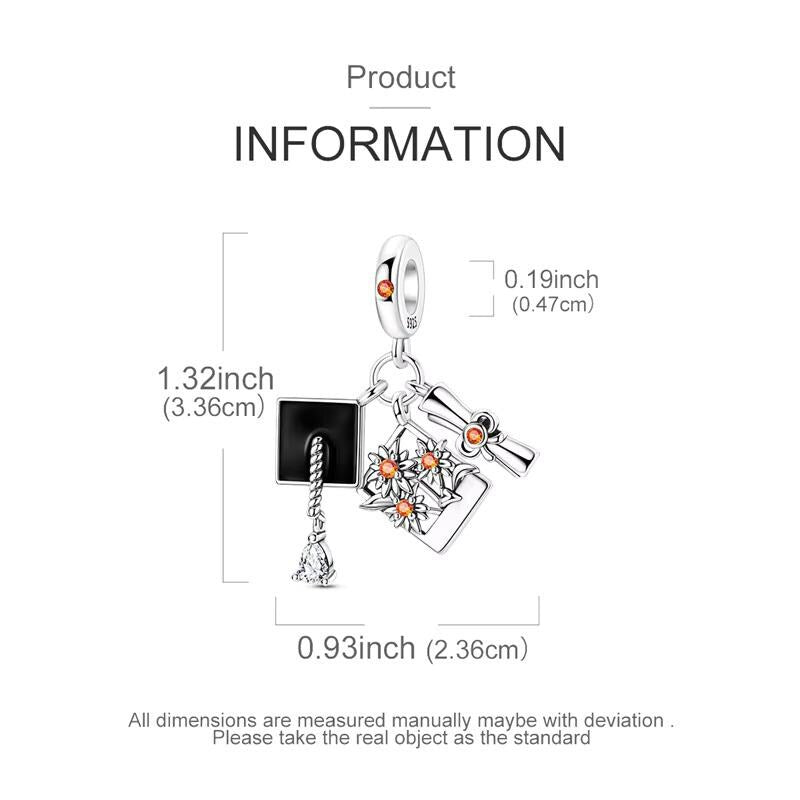 Graduation Triple sterling silver charm view 5