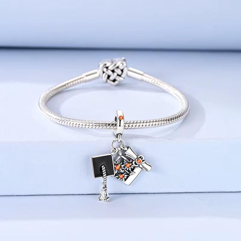 Graduation Triple sterling silver charm view 7