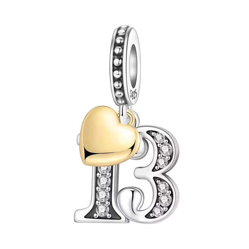 13th Anniversary 925 sterling silver charm