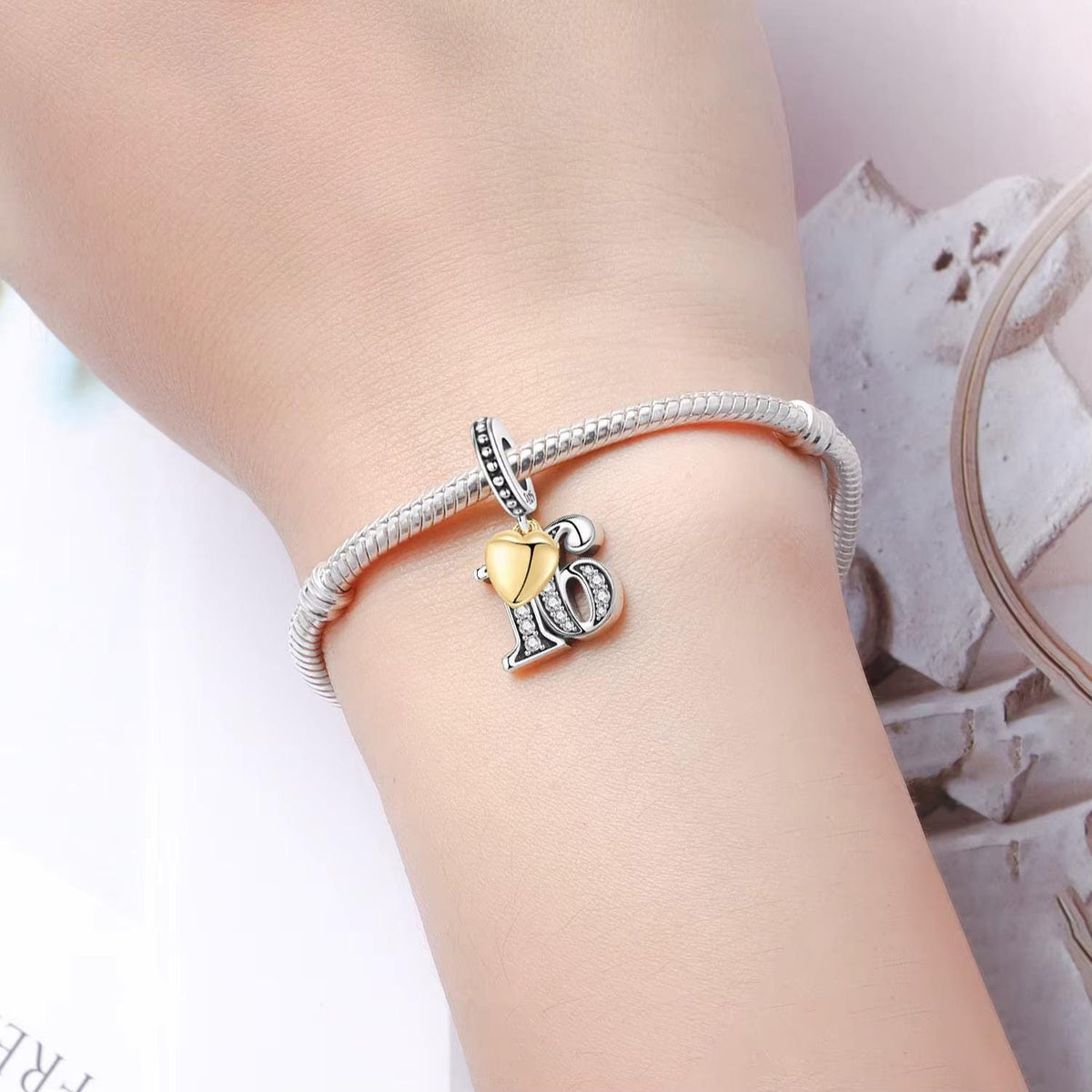 Sweet 16 sterling silver charm view 5