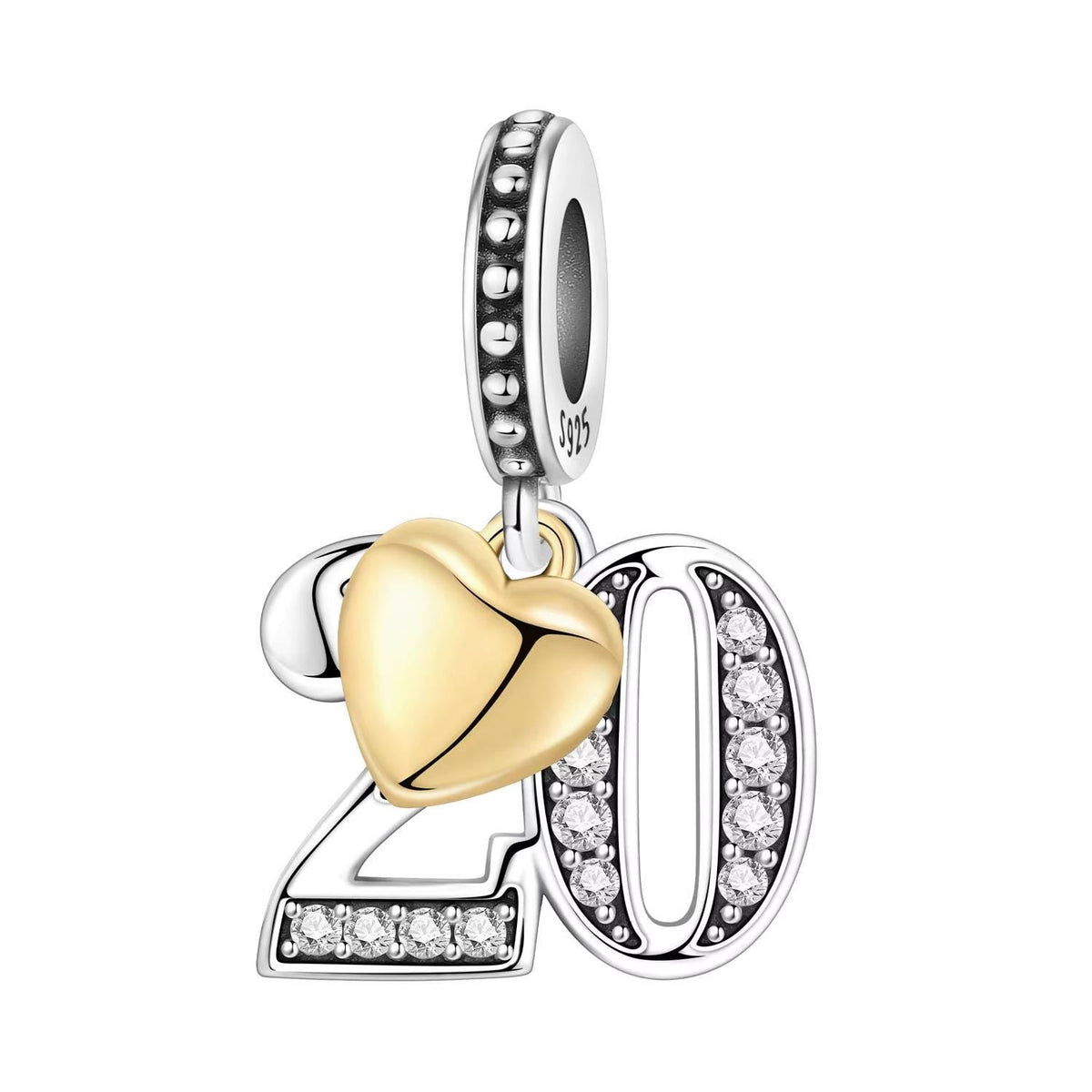 20th Anniversary 925 sterling silver charm