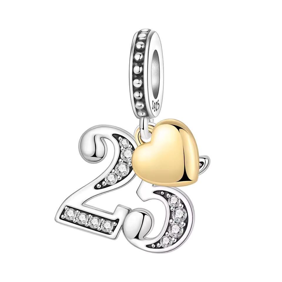25th Anniversary 925 sterling silver charm