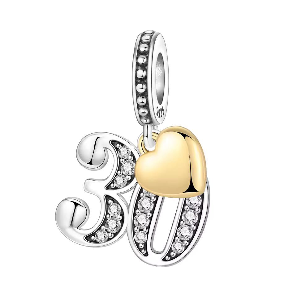 30th Birthday 925 sterling silver charm