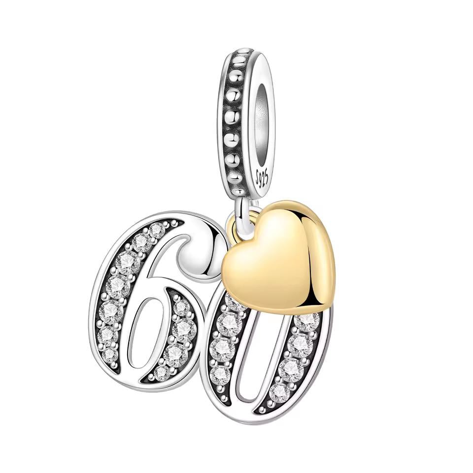 60th Anniversary 925 sterling silver charm