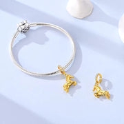 Gold Horse Dangle Bead Fits Pandora Charm Bracelet, Silver Equestrian Animal Stallion Jewelry Gift