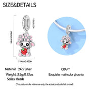Strawberry Sheep Bead Fits Pandora Charm Bracelet, Silver Lamb Pink Flower Enamel Animal Gift