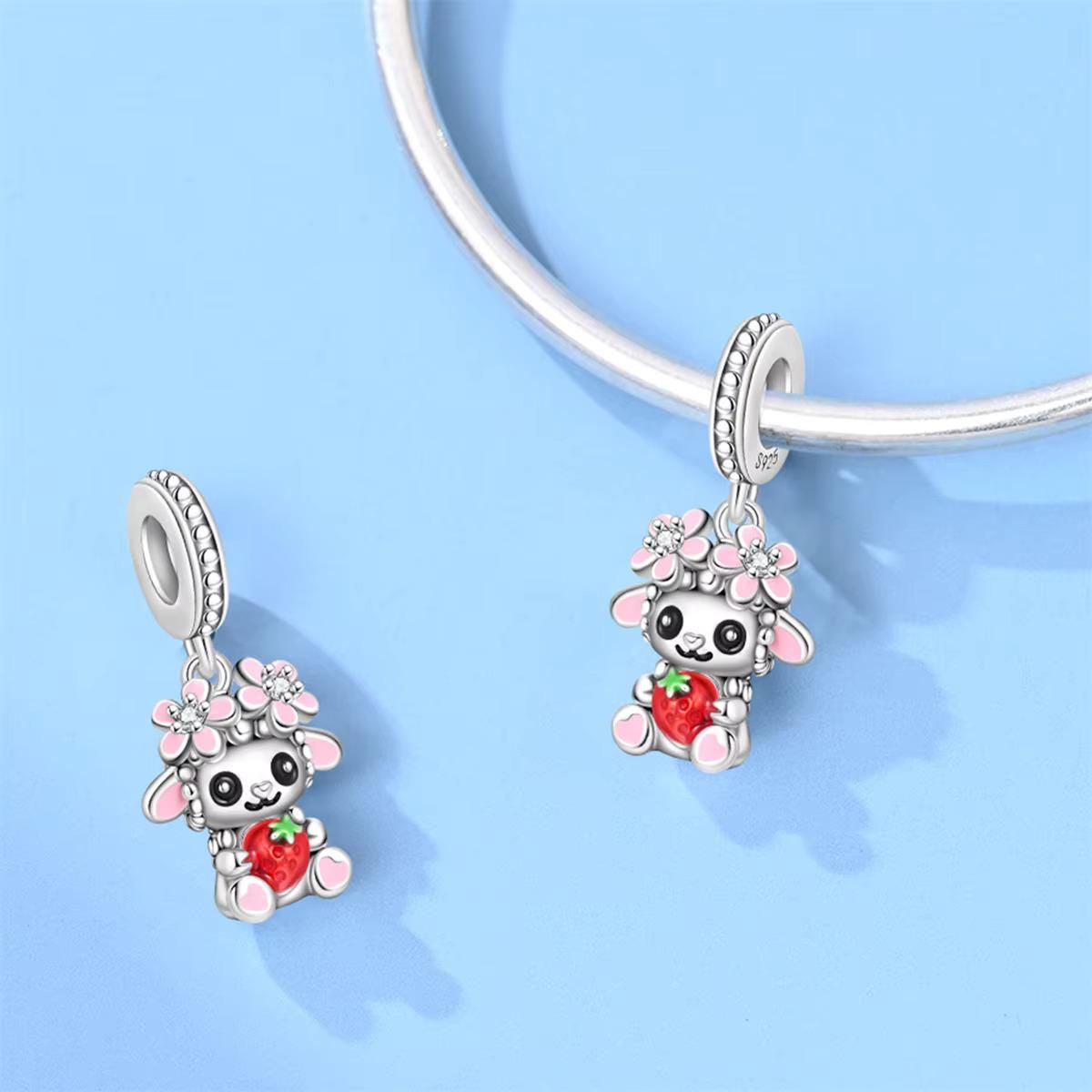 Strawberry Sheep charm detail view