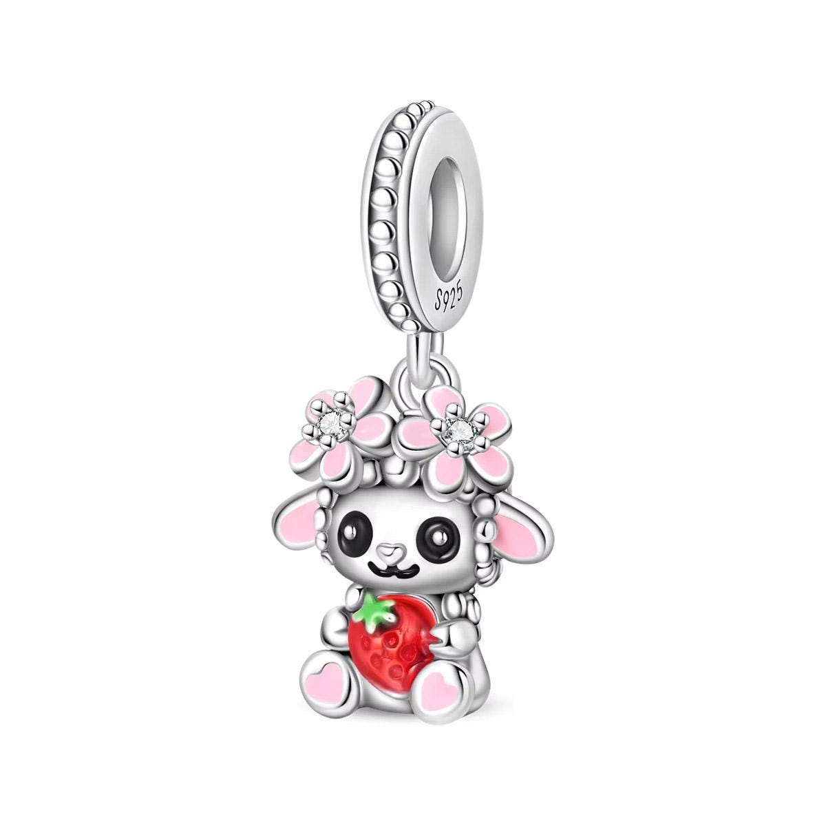 Strawberry Sheep 925 sterling silver charm