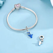 Blue Whale Shark Bead Fits Pandora Charm Bracelet, Silver Gentle Giant Ocean Crystal Gift