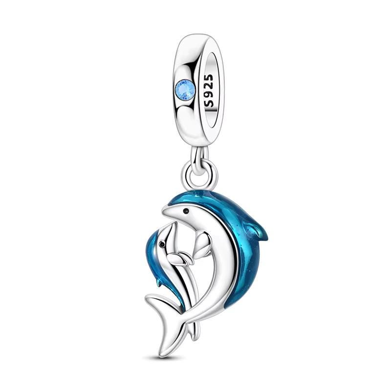 Mother Baby Dolphin 925 sterling silver charm