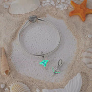 Celestial Stingray Bead Fits Pandora Charm Bracelet, Silver Manta Ray Blue Moon Star Gift