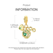Gold Family Tree Triple Dangle Fits Pandora Charm Bracelet, Green Heart Infinity, Mother Gift