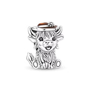 Highland Cow Bead Fits Pandora Charm Bracelet, Silver Scottish Animal Heilan Coo Gift