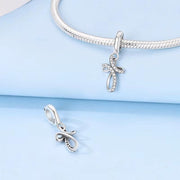 Silver Infinite Cross Dangle Fits Pandora Charm Bracelet, Religious Pavé Infinity Faith Jewelry Gift