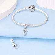 Silver Infinite Cross Dangle Fits Pandora Charm Bracelet, Religious Pavé Infinity Faith Jewelry Gift