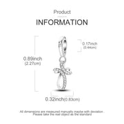Silver Infinite Cross Dangle Fits Pandora Charm Bracelet, Religious Pavé Infinity Faith Jewelry Gift