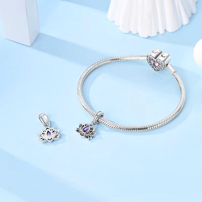 Lotus Flower sterling silver charm view 6