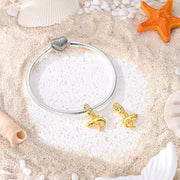 Gold Shark Dangle Fits Pandora Charm Bracelet, 925 Silver Ocean Animal Jewelry, Great-White Gift