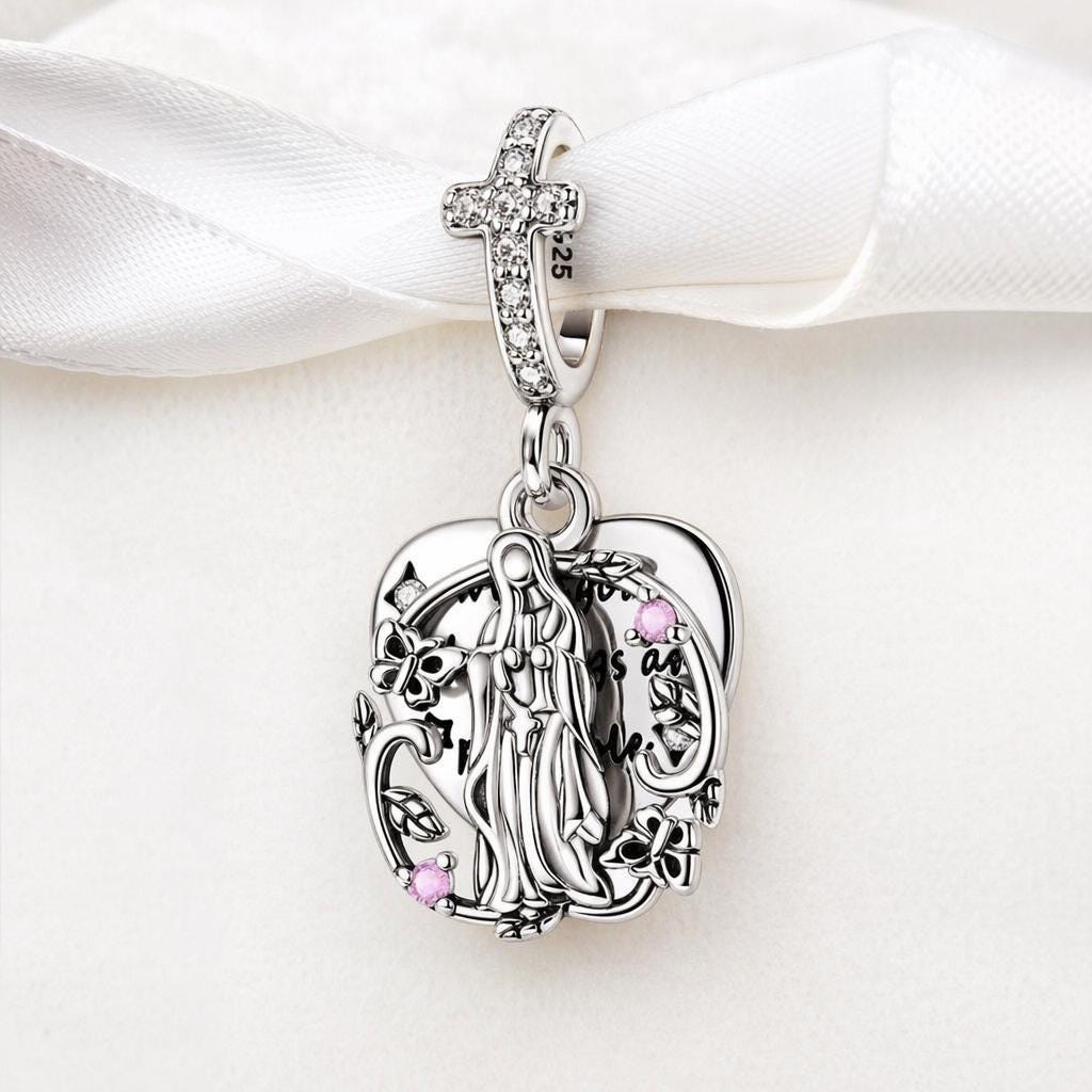 Virgin Mary sterling silver charm alternate view