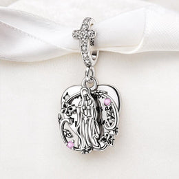 Virgin Mary Bead Fits Pandora Charm Bracelet, Silver Christian Quote Religious Jewelry Gift