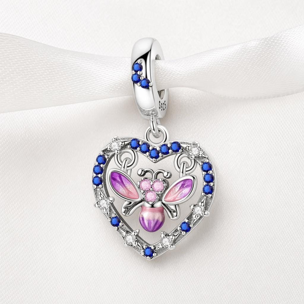 Firefly Heart sterling silver charm alternate view